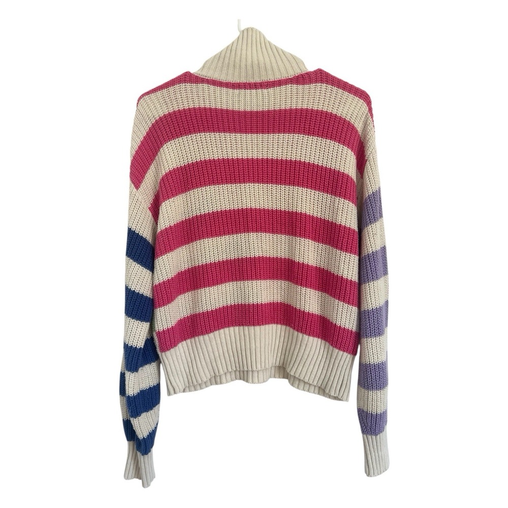 Sincerely Jules Striped 90s Y2K Retro Knit 1/4 Zip Up Multicolor Sweater Sz S/M - Picture 2 of 6